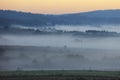 Fields and meadows under early morning fog - Podkarpacie region, Lesser Poland province, Poland