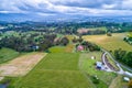 Fields and mountains landscape.