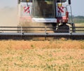 Harvesting peas with a combine harvester. Harvesting peas from the fields.