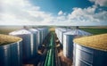 Fields of Plenty Bulk Feed Tanks in Agricultural Scene