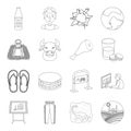 Fields, ritual, building and other web icon in outline style. transport, finance, history icons in set collection.