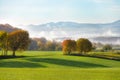 Landscape with fields and trees in Westerwald, Germany