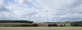 Fields and wiind turbines in german eifel Royalty Free Stock Photo