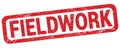 FIELDWORK text written on red rectangle stamp