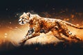 A fierce and agile Cheetah sprinting across the savanna, showing off its fierce and agile nature. Generative AI