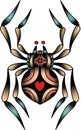 Striking traditional style spider illustration with bold graphic abdomen. Royalty Free Stock Photo