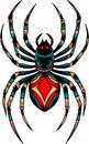 Striking traditional style spider illustration with bold graphic abdomen. Royalty Free Stock Photo