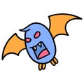 A fierce bat faced beast with sharp teeth. carton emoticon. doodle icon drawing Royalty Free Stock Photo