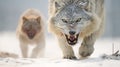 Fierce Battle: Erased And Obscured Wolves In Sharp Focus