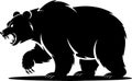 Fierce Black Bear Silhouette Roaring with Sharp Claws Extended Royalty Free Stock Photo