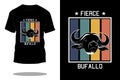 Fierce buffalo retro silhouette t shirt design