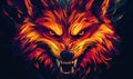Fierce and Colorful Wolf Illustration with Intense Expression and Fiery Colors Royalty Free Stock Photo