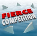 Fierce Competition Shark Fins Water Difficult Challenge Game Royalty Free Stock Photo