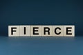 Fierce. Cubes form the word Fierce. The broad concept of the word Fierce