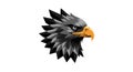 Fierce eagle head vector illustration with sharp feathers and orange beak Royalty Free Stock Photo