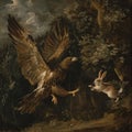 A Fierce Eagle Swoops Down to Capture a Rabbit in Its Sharp Talons