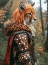 Fierce Feline Warrior in Autumn Forest