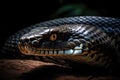 A fierce and intimidating King Cobra poised to strike, showing off its fierce and intimidating nature. Generative AI