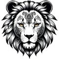 Lion face tribal tattoo art design transparent version available