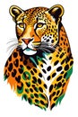 Fierce looking panther with a colorful look generated by ai