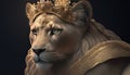 Fierce, majestic lioness with a regal presence. digital art illustration, Generative AI