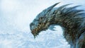 Fierce ice dragon head - digital illustration Royalty Free Stock Photo