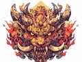 Fierce ornate golden dragon head with flames Royalty Free Stock Photo