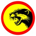 Fierce otters warning sign red yellow round background