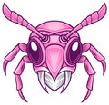 Fierce pink ant head mascot with sharp mandibles vector illustration Royalty Free Stock Photo
