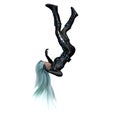 Fierce Scifi Woman Falling, 3D Illustration, 3D rendering