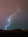 Fierce thunderbolt of lightning hits the ground. Royalty Free Stock Photo