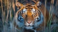 Fierce Tiger in Dawns Blue Light