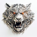 Fierce Tiger Face A Stunning Paper Art In Liquid Metal Style