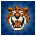 Fierce Tiger Head in Cartoon Style Royalty Free Stock Photo