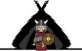 Fierce Viking and Hut Royalty Free Stock Photo