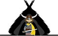 Fierce Viking and Hut Royalty Free Stock Photo