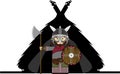 Fierce Viking and Hut Royalty Free Stock Photo