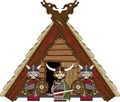 Fierce Viking and Hut Royalty Free Stock Photo