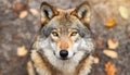Intense Close Up of a Wolf Staring Into the Camera. Generative AI Royalty Free Stock Photo