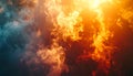Fiery Abstract Background with Orange and Blue Smoke Royalty Free Stock Photo