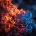 Fiery Abstract Flames with Blue and Red Hues Royalty Free Stock Photo