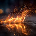 Fiery Abstract Flames with Reflections and Sparks Royalty Free Stock Photo