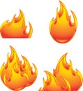 Fiery abstract icons isolated on the white Royalty Free Stock Photo