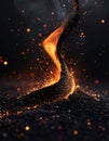 Fiery Abstract Smoke Trail with Glowing Orange Sparks on Dark Background Royalty Free Stock Photo