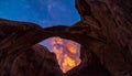 Fiery Arch Under a Starry Night Sky Royalty Free Stock Photo