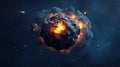 Fiery Asteroid Collision Space Rocks Cosmic Dust 3D Render