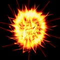 Fiery ball on a black background Royalty Free Stock Photo