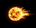 Fiery Ball of Flame Against Black Background Royalty Free Stock Photo
