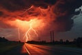 fiery ball lightning in a stormy sky Royalty Free Stock Photo