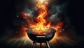 Fiery Barbecue Grill with Intense Flames, AI Generated